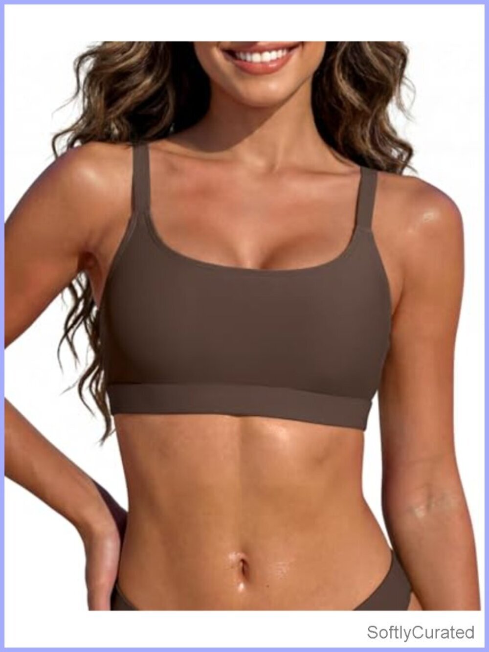 Padded Sporty Bikini Top Removable Cups Swim Bra Crop Bathing Suit Top Women